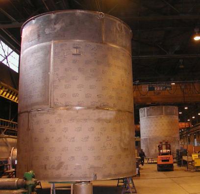 Two titanium storage tanks for chlorine dioxide service in Alabama.
